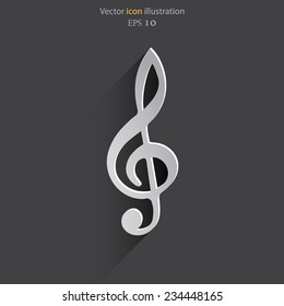 Vector music key flat icon. Eps 10.