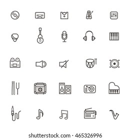 vector Music line icons on white background