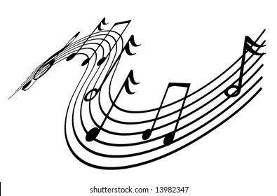 Vector music line on a solid white background