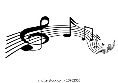 Vector music line on a solid white background