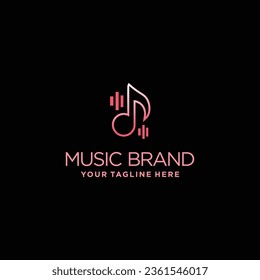 Vector music logo design with simple and minimalist style premium vector