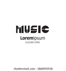Plantilla de diseño de logotipo de música de vectores con teclas de piano