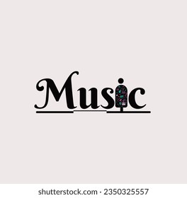 vector music logo design  with music text 