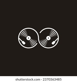 vector music logo forming two vinyls with infinity concept idea