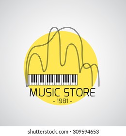 Vector music logo or sign.  Music store and radio badge with sample text