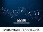 Vector music melody note dancing flow . Concept background for song and concert theme.