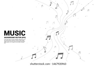 Vector Musik Melodie Notentanzstrom . Concept background for song and concert theme.