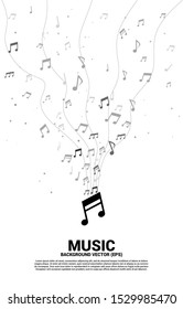 Vector music melody note dancing flow . Concept background for song and concert theme.