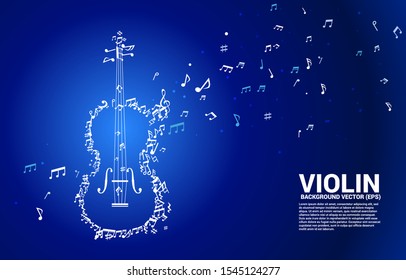 Vector music melody note dancing flow shape violin icon . Concept background for song and concert theme.