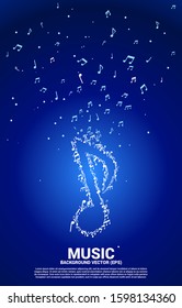 Vector music melody note dancing flow . Concept background for song and concert theme.