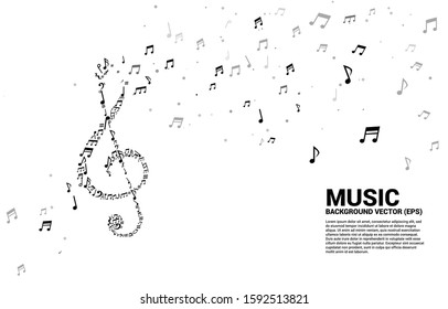 Vector music melody shape sol key note dancing flow . Concept background for song and concert theme.