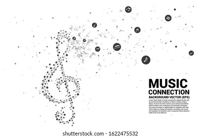 Vector music melody shape sol key note dancing flow . Concept background for song and concert theme.