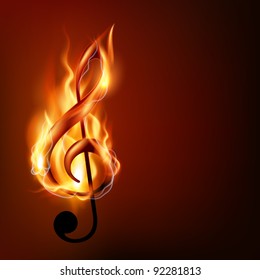 vector music note in burning style
