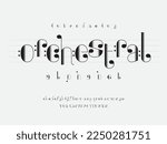 vector of music note font and alphabet design with uppercase, numbers and symbols