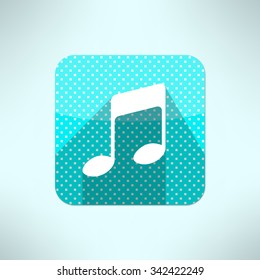 Vector music note icon in modern flat design on a halftone background. Radio station symbol.