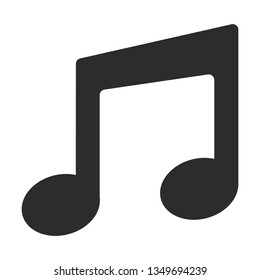 Vector music note icon. Music monochrome flat symbol isolated. Music double note sign, logo illustration.