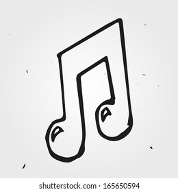 Vector music note isolated, hand drawn
