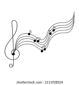 Nota musical vectorial , decoración melodía para un concierto musical, festival. Concepto musical dibujado a mano.