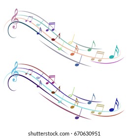 Vector music note melody musical set disco row concept sign line urban sound. Symbol bass design tone graphic element.