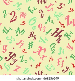 Vector music note melody symbols vector seamless pattern background