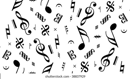 Vector music note seamless. In panel swatches we find this sample