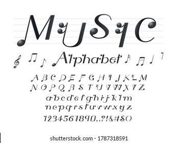 vector of music note style alphabet design