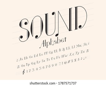 vector of music note style alphabet design