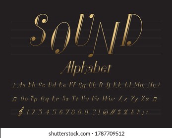 vector of music note style alphabet design