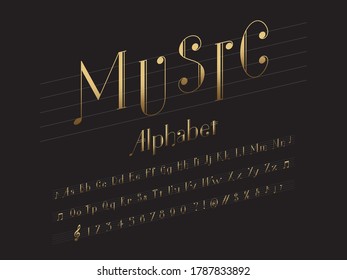 vector of music note style alphabet design