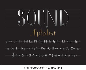 vector of music note style alphabet design