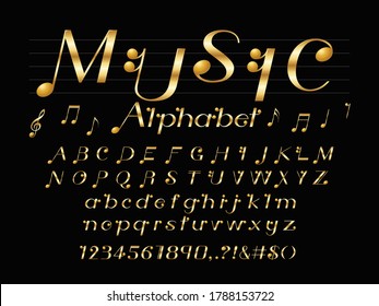 vector of music note style alphabet design