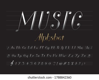 vector of music note style alphabet design