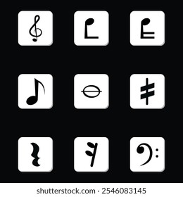 Diseño de símbolos de notas musicales de Vector
