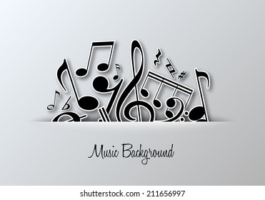 Vector Music Notes Background For Poster Or Card Design. 