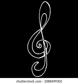 Vector of music notes. Doodle musical mill. Sketch treble clef. Concept of sound.