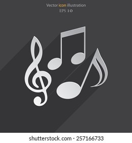 Vector music notes flat icon illustration