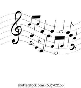Vector vector music notes on white background