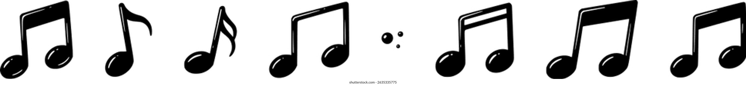 Vector music notes silhouettes in black 