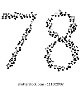 Vector music numbers isolated on white. Eps 10