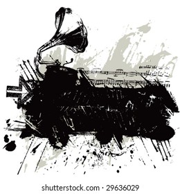 vector music on a grunge background