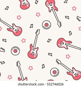 Vector Music Pattern With Guitars.