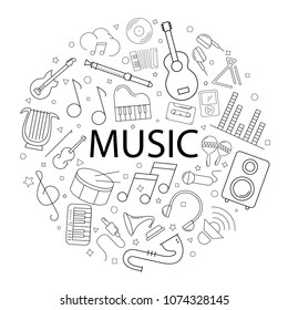 Vector music pattern with word. Music background