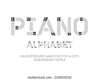 vector of music piano font and alphabet design with uppercase, numbers and symbols