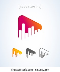 Vector music play button logo. App icon design