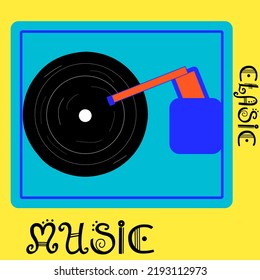 vector music player with classic vinyl