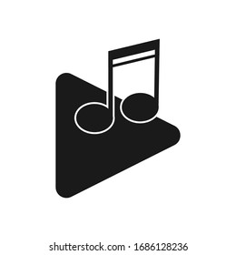 Vector music player icon for websites, apps, and logos. Note on a triangle background