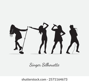 vector music player and singer silhouette collection