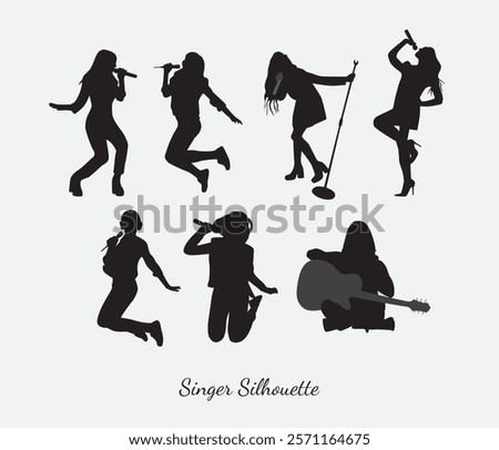 vector music player and singer silhouette collection