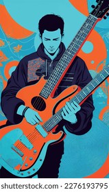 vector music poster, rock  jazz texture