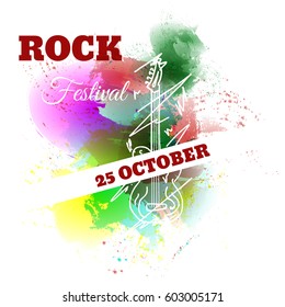 Vector music poster templates hand drawn watercolor rock festival background eps 10